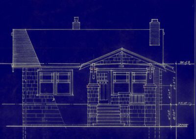 Architectural blueprint of a house's south elevation.